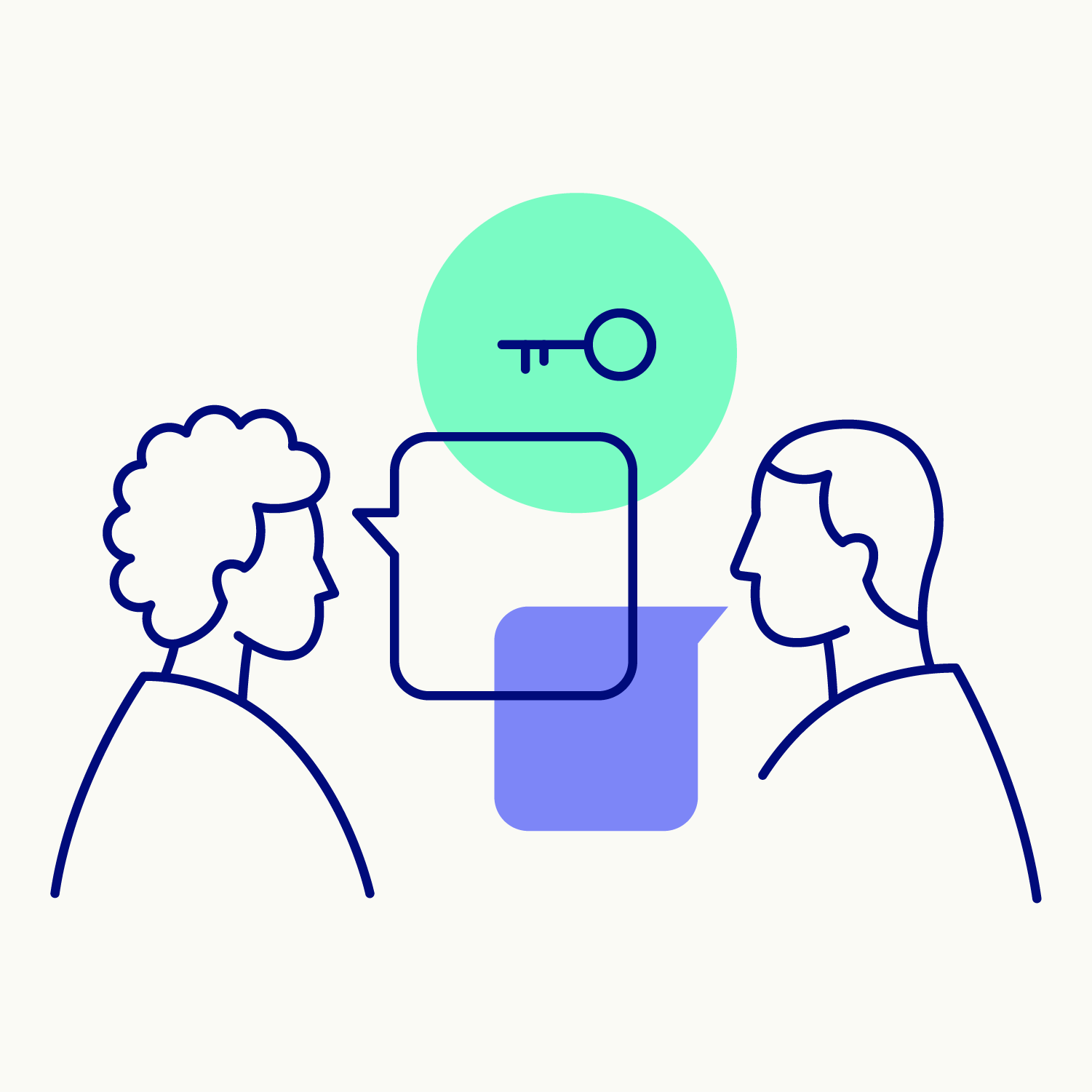 Symbolische Illustration für Arbeitgeberin und Arbeitnehmende im Dialog