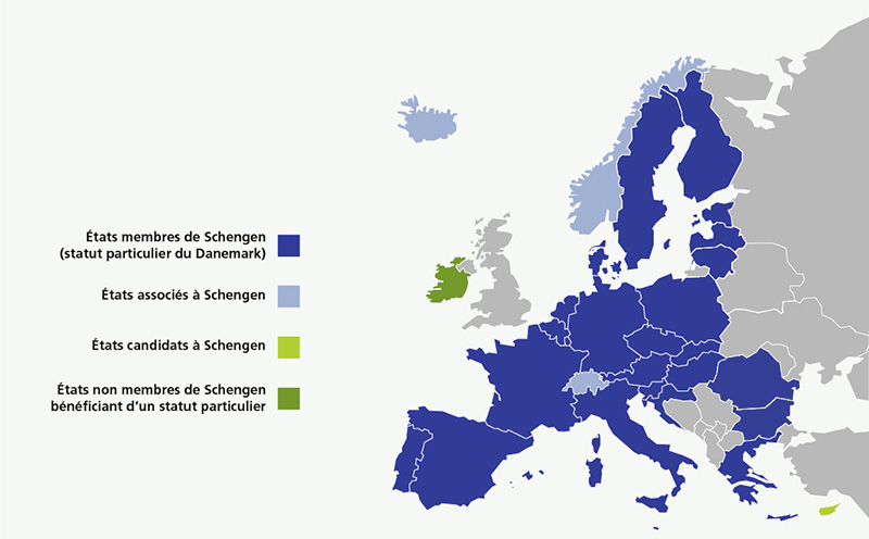 Carte: espace Schengen